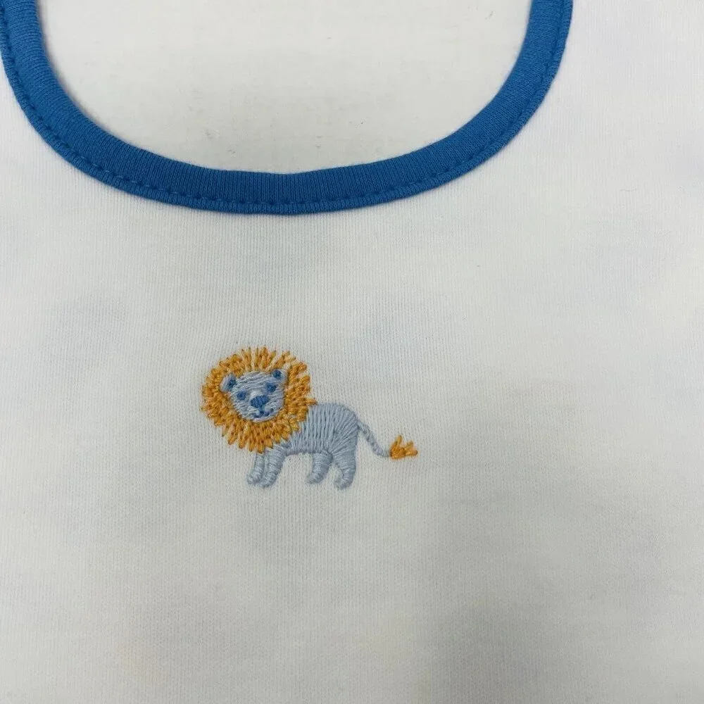 Janie and Jack Baby Boys One Size Lion Print Reversible Bib in White/Blue